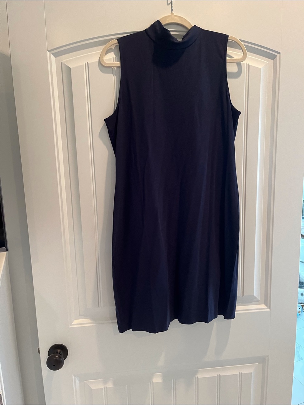VENUS Sleeveless Mock Neck Shift Dress - Navy